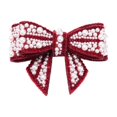 thumbnail image 1 of 2 Pack 3D Pearl Bow Christmas Ornaments, Non‑Woven Fabric Beaded Hanging Bow Decor for Christmas Tree, Wreath, Gift Box & Holiday Home Decor, 1 of 8