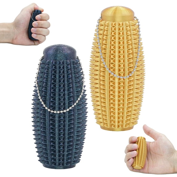 2 Pack 3D Printed Mini Roller Fidget Keychain Spiky Texture Sensory Toy Portable Stress Relief Anxiety Relief Focus Tool Gift Idea