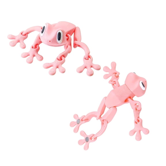 2 Pack 3D Printed Movable Joints Frog Magnet, Magnetic Creative Frog Magnet for Refrigerator and Metal Surfaces (Pink)