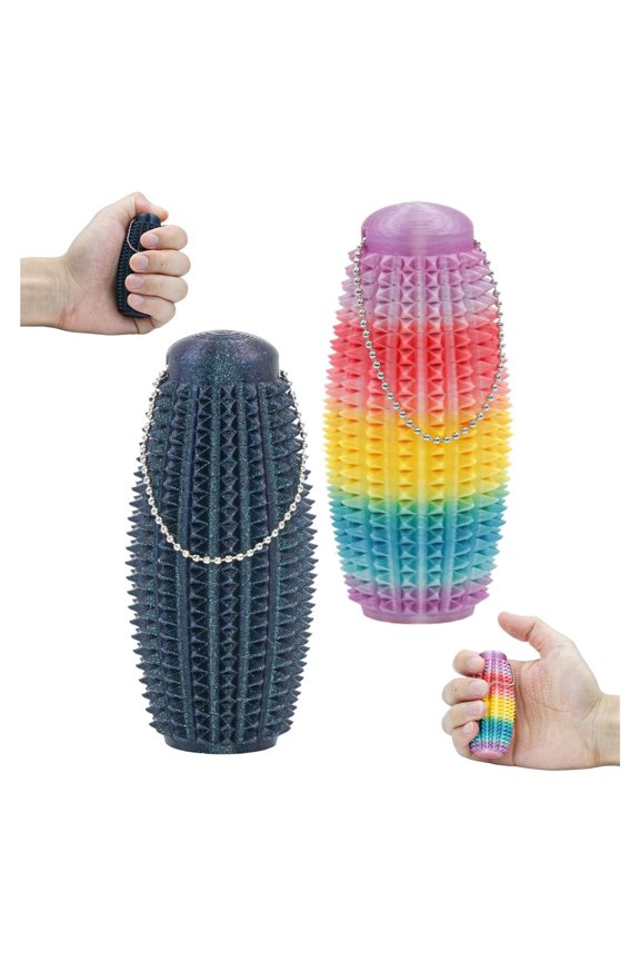 2 Pack 3D Printed Spiky Fidget Roller Keychain Textured Sensory Toy for Stress Relief and Focus Tactile Hand Fidget for Adults Teens