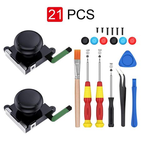 2-Pack 3D Replacement, Analog Thumb Stick for Switch, Screwdriver, Pry Tools + Daumenstiel Caps+