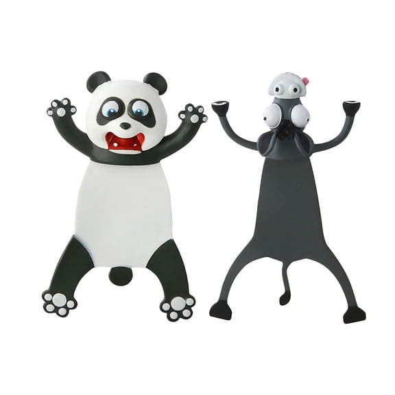 2 Pack 3D Stereo Cartoon Animal Page Marker Cute Decorative Bookmark For Novel Magazine Daily Reading Document Labeling