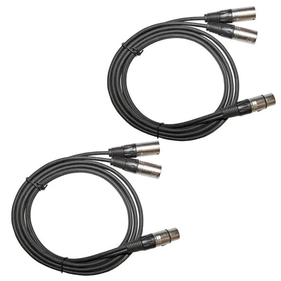 2 Pack 3Pin Xlr Female Jack To Dual Male Plug Y Mic Splitter Cable 6Ft Foot Cord