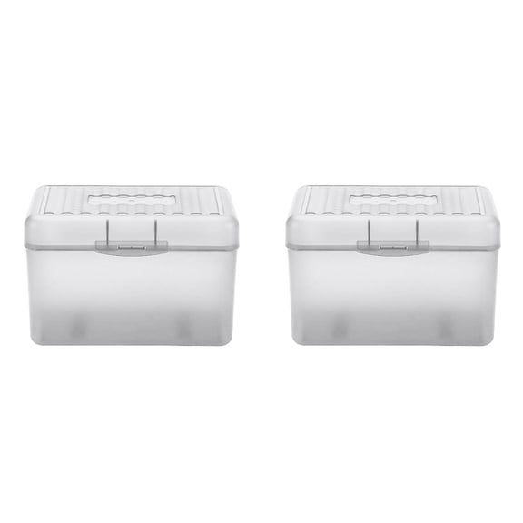 2 Pack 3X5 Index Card Boxes, Plastic Card Holders, Business Cards Organizers, Recipe Box, Notecard Organizer, Flash Cards Holder Box for Study Office Kitchen(Z_Red*2)