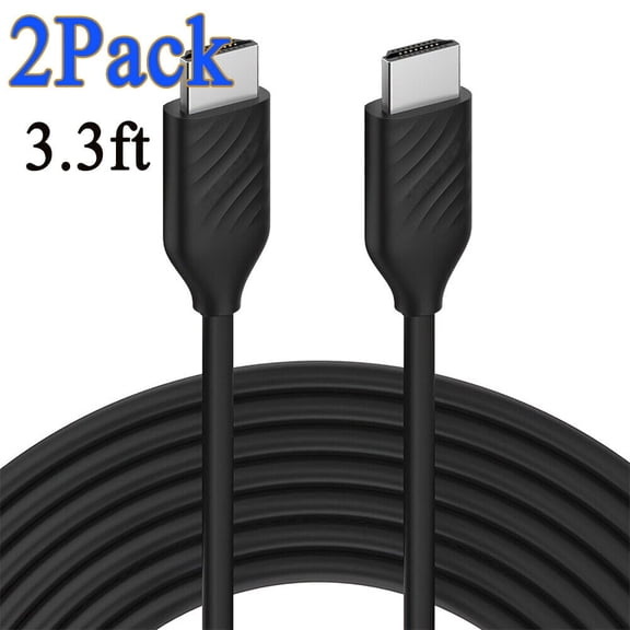 2-Pack 3ft 4K@60Hz 1080p HDR HDMI 2.0 Cable 18Gbps High Speed For TV PC PS5 PS4