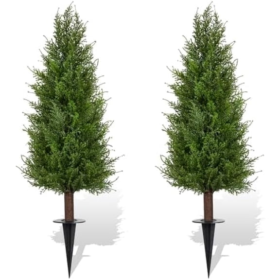 2 Pack 3ft Artificial Cedar Topiary Trees with Ground Spike, Realistic Fake Plants Tree UV Resistant Artificial Plants Indoor Outdoor Faux Plants Evergreen Bushes Shrubs for Porch Garden Office$$