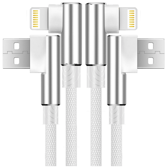 [2 Pack] 3ft Long MFI Certified Phone Charger Cable - Heavy-Duty Durable Braided Data Sync Lightning to USB Charging Cables Cords for iPhones - Silver