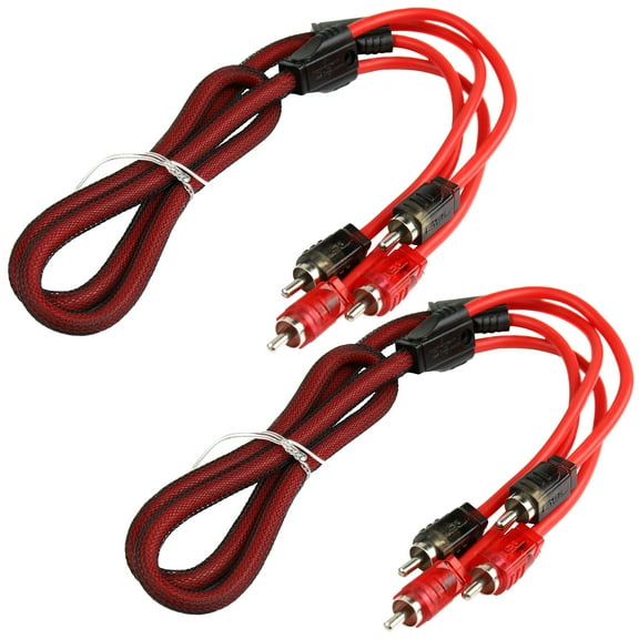 2 Pack 3ft RCA Cable OFC Interconnect DS18 R3 Competition Rated Performance Red