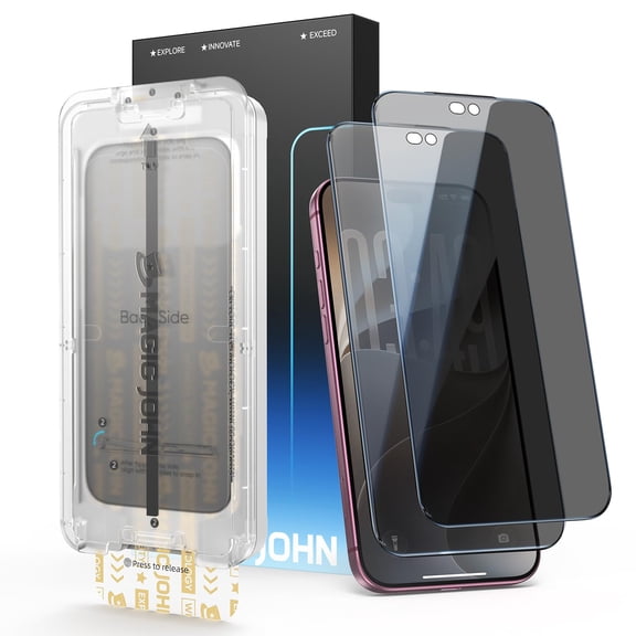 MAGIC JOHN 2 Pack 3rd Gen Screen Protector for iPhone 18 Pro 28°Anti-Spy, Anti-Reflective, 9H Tempered Glass, Auto Dust-Elimination, Bubble-Free