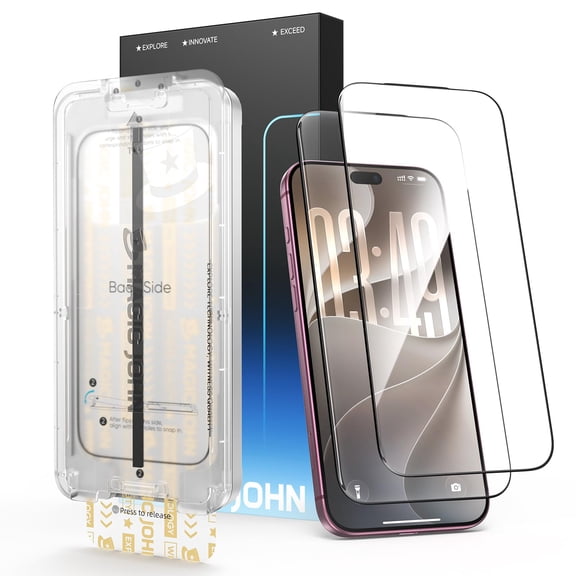 MAGIC JOHN 2 Pack 3rd Gen Screen Protector for iPhone 18 Pro,Anti-Reflective, HD Clear 9H Tempered Glass, Auto Dust-Elimination, Bubble-Free