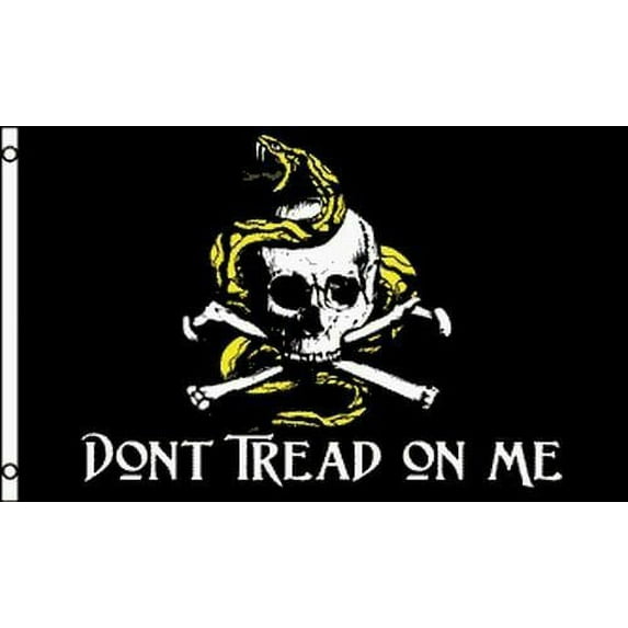 (2 Pack) 3x5 DON'T TREAD ON ME Pirate Flag Skull Crossbones Gadsden Flag