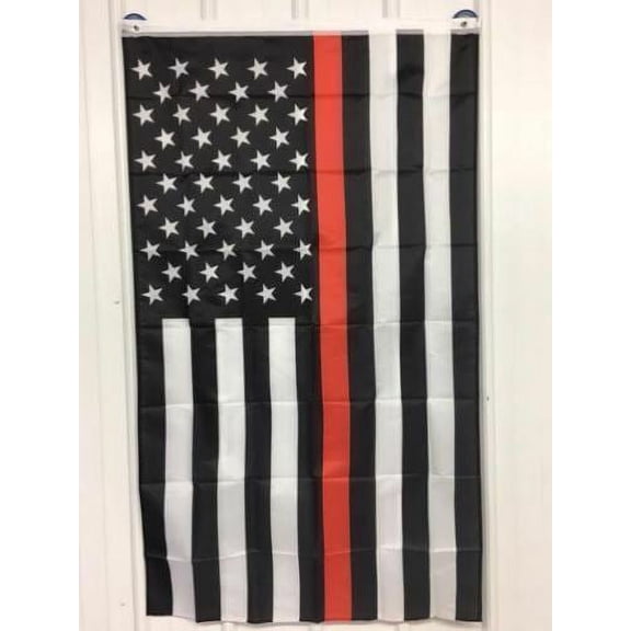 (2 Pack) 3x5 Thin Red Line American Flag Respect Honor Fire Fighter VFD