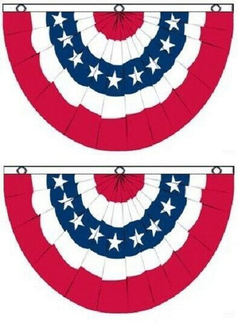 (2 Pack) 3x5 USA American America U.S. Bunting Fan Flag Banner Grommets 5x3