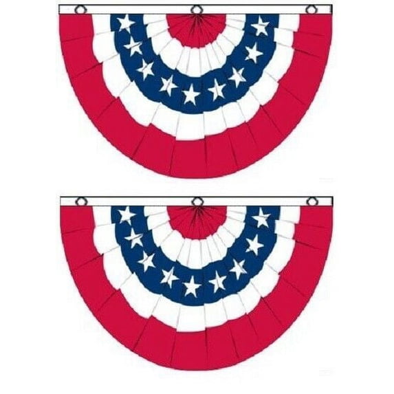 (2 Pack) 3x5 USA American America U.S. Bunting Fan Flag Banner Grommets 5x3