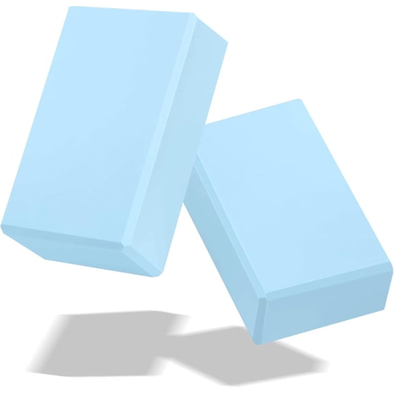 2 Pack 3x6x9IN EVA Foam Yoga Block Supportive Latex-Free with Stretch Band, Non-Slip Exercise Blocks for Pilates, Meditation, Balance, Stretching and Deep Poses