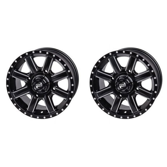 (2 Pack) 4/110 Tusk Cascade Wheel 12x7 5.0 + 2.0 Machined/Black for Honda Rincon 680 4x4 2006-2023