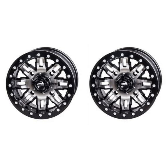 (2 Pack) 4/110 Tusk Teton Beadlock Wheel 14x7 5.0 + 2.0 Machined/Black for Honda Trx 520 4X4 foreman 2020-2024