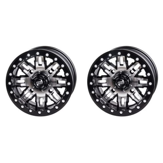 (2 Pack) 4/110 Tusk Teton Beadlock Wheel 14x7 5.0 + 2.0 Machined/Black for Kymco Mxu 450I 2012-2014