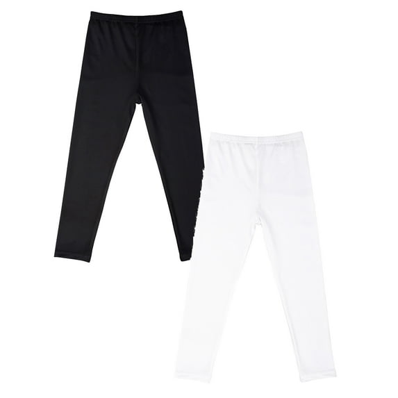 2 Pack 4-12T Toddler Girls Leggings Little/Big Kids Solid Ankle Length Stretchy Footless Pants