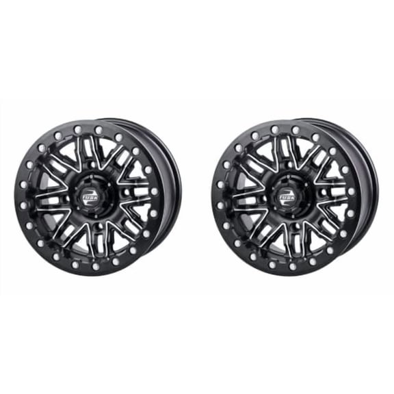 (2 Pack) 4/137 Tusk Nebo Beadlock Wheel 14x7 4.0 + 3.0 Machined/Black for Arctic Cat Stampede 2020