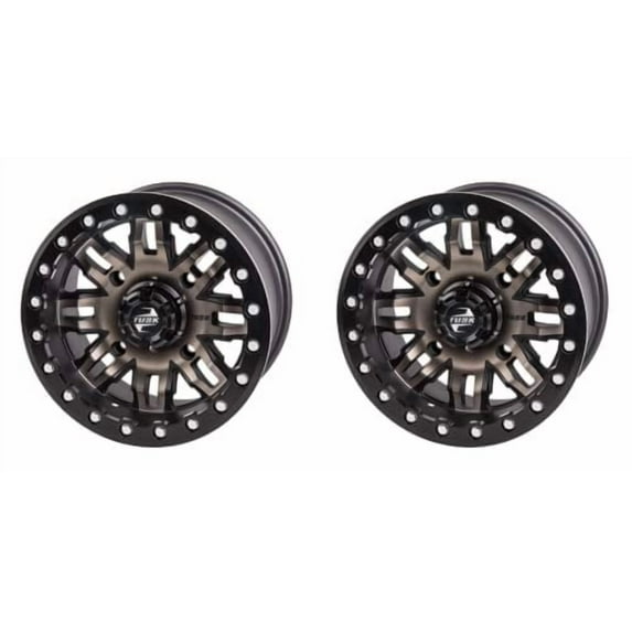 (2 Pack) 4/137 Tusk 185-279-00174D32-F8592F-2X Teton Beadlock Wheel 14x7 5.0 + 2.0 Smoke/Black for Can-Am Outlander Max 1000 Xt 2014-2022