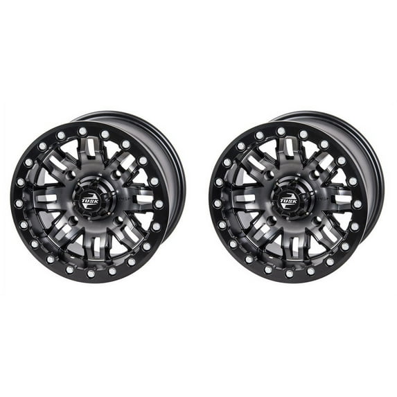 (2 Pack) 4/137 Tusk Teton Beadlock Wheel 14x7 6.0 + 1.0 Gun Metal/Black for Can-Am Maverick 1000 X Rs Turbo 2016