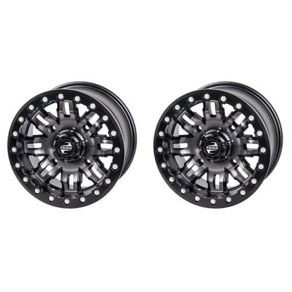 (2 Pack) 4/137 Tusk Teton Beadlock Wheel 15x10 5.0 + 5.0 Gun Metal/Black for Can-Am Commander Max 800R Dps 2016-2020