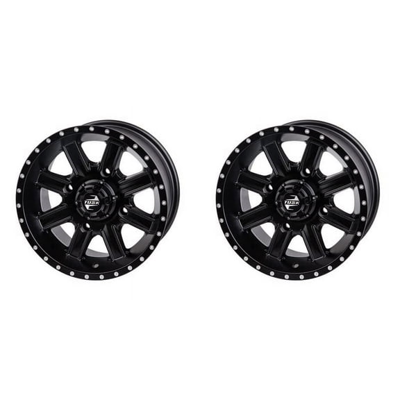 (2 Pack) 4/156 Tusk Cascade Wheel 12x7 4.0 + 3.0 Matte Black for Yamaha Raptor 350 2004-2013