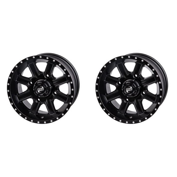(2 Pack) 4/156 Tusk Cascade Wheel 14x7 4.0 + 3.0 Matte Black for Polaris Ranger 6X6 1998-2007