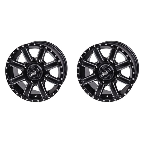 (2 Pack) 4/156 Tusk Cascade Wheel 14x7 5.0 + 2.0 Machined/Black For Polaris RZR Trail S 900 Sport 2021-2024