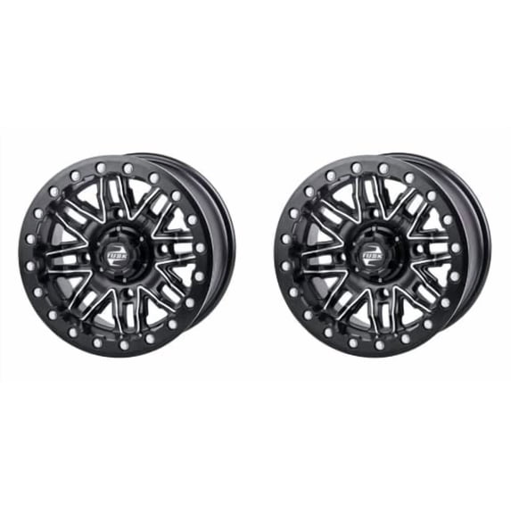 (2 Pack) 4/156 Tusk Nebo Beadlock Wheel 14x7 4.0 + 3.0 Machined/Black for Polaris Ranger 700 xp 2008-2009