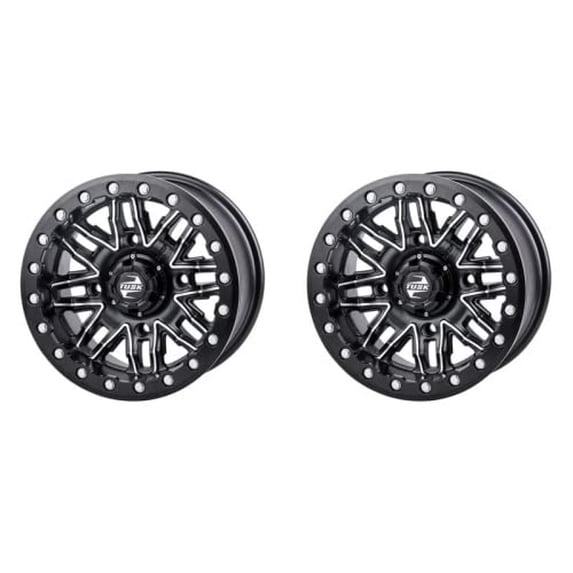 (2 Pack) 4/156 Tusk Nebo Beadlock Wheel 14x7 4.0 + 3.0 Machined/Black for Polaris Ranger Etx 4x4 2015-2016