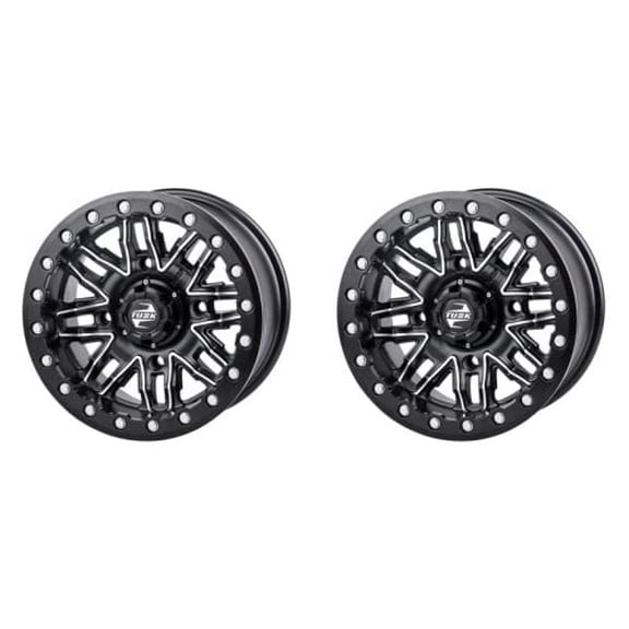(2 Pack) 4/156 Tusk Nebo Beadlock Wheel 14x7 4.0 + 3.0 Machined/Black For YAMAHA YXZ1000R SS 2019-2022