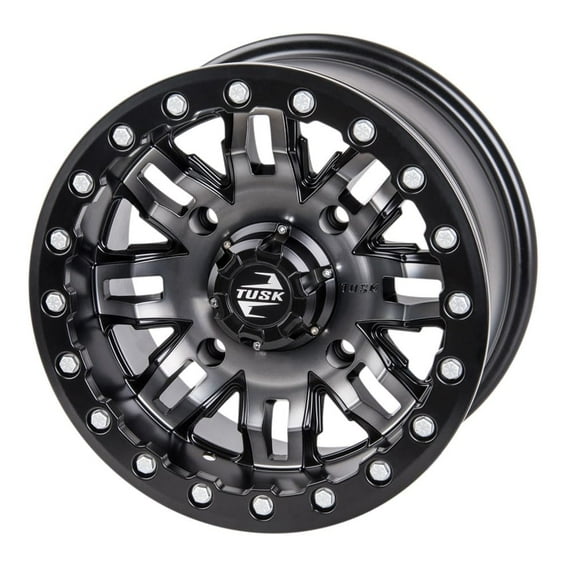 (2 Pack) 4/156 Tusk Teton Beadlock Wheel 14x7 5.0 + 2.0 Gun Metal/Black for Yamaha Yxz1000R Ss Xt-R 2020-2022