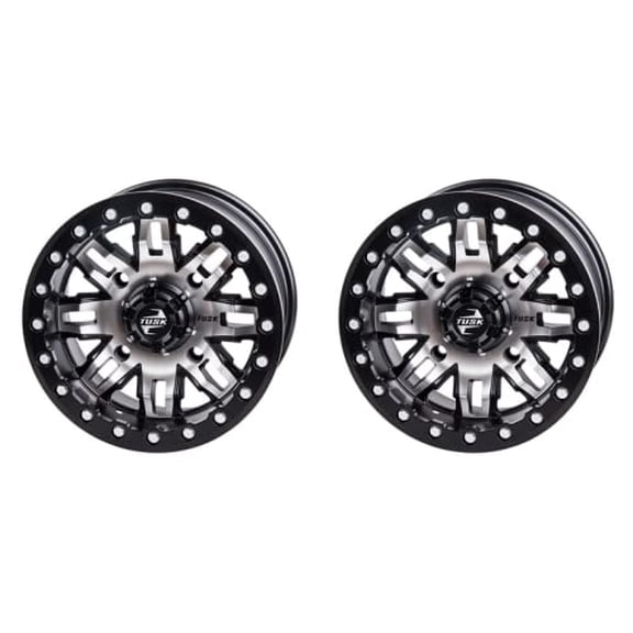 (2 Pack) 4/156 Tusk Teton Beadlock Wheel 14x7 5.0 + 2.0 Machined/Black For POLARIS RZR XP 4 1000 2014-2021