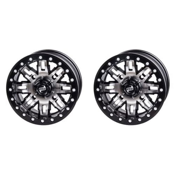 (2 Pack) 4/156 Tusk Teton Beadlock Wheel 15x10 5.0 + 5.0 Machined/Black for Polaris Rzr xp 4 Turbo Dynamix Edition 2018-2019