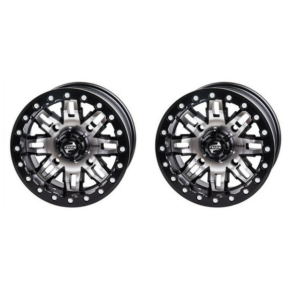 (2 Pack) 4/156 Tusk Teton Beadlock Wheel 15x7 5.0 + 2.0 Machined/Black For KAWASAKI MULE Pro-FXT EPS 2015-2022