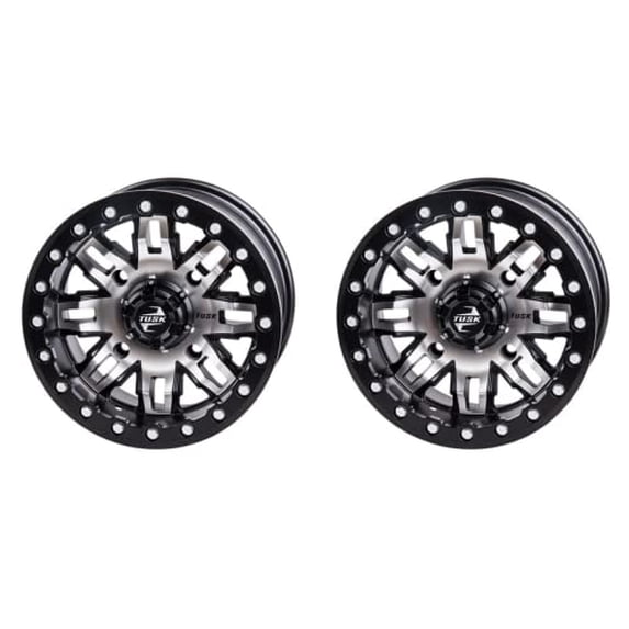 (2 Pack) 4/156 Tusk 185-279-00299A23-5F7A3F-2X Teton Beadlock Wheel 15X7 5.0 + 2.0 Machined/Black for Polaris Rzr Xp 4 Turbo Eps 2016-2021