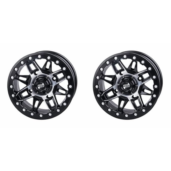 (2 Pack) 4/156 Tusk 185-280-001058Ba-26Bd7B-2x Wasatch Beadlock Wheel 14x7 4.0 + 3.0 Machined/Black for Polaris Rzr 570 Trail 2022