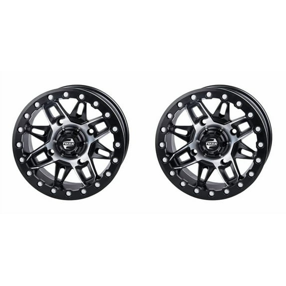 (2 Pack) 4/156 Tusk Wasatch Beadlock Wheel 14x7 4.0 + 3.0 Machined/Black for Polaris Rzr Xp Turbo Dynamix Edition 2018-2019