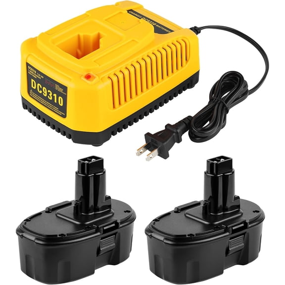 2-Pack 4.5Ah Ni-Mh DC9096 DC9098 DC9099 DW9098 Battery Replacement for Dewalt 18V Battery and DC9310 Charger Compatible with Dewalt 18 Volt XRP Battery DW9095 DW9096 DW9099 DE9039 DE9095 DE9096