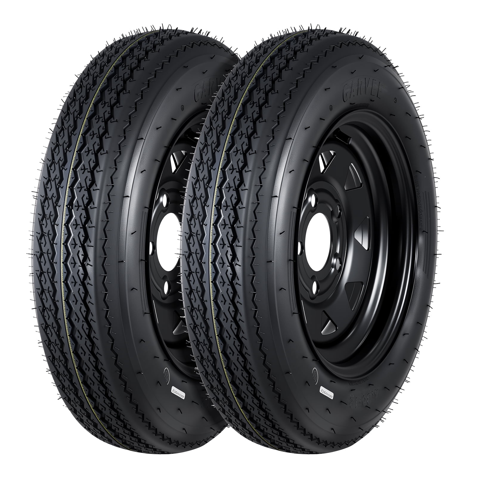 Atlantic Boat Rims 2-Pack 4.80-12 Trailer Tires and Rims, 6PR Load Range C, Black 12 ...