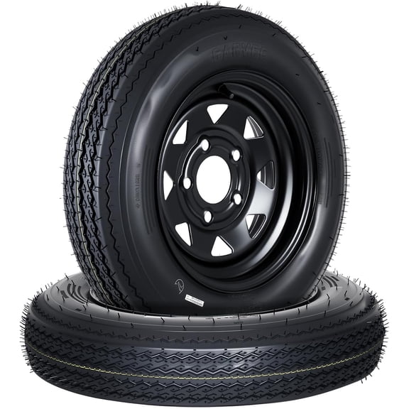2 Pack 4.80-12 Trailer Tires with 12 In Rims 6PR Load Range C 5 Lug 4.5 In Bolt Pattern