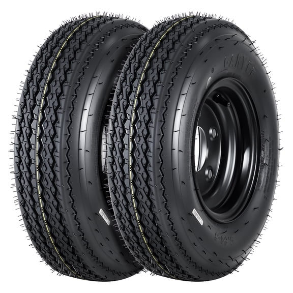 2-Pack 4.80-8 Trailer Tires and Rims, 6PR Load Range C, Black 8" Wheel, 5 Lug on 4.5" Bolt Pattern, Heavy Duty 4.80x8 Tires for Utility, Boat, Camper, Cargo Trailers