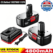 2 Pack 4.8Ah DieHard C3 Replacement for Craftsmen 19.2 Volt Battery and Charger 140152004 for Original C-3 XCP 9.6V-19.2V, Compatible with 1323903 130279005 130279003 1323517 11375 315