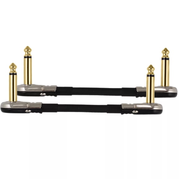 2-Pack 4" Castline Gold Mogami 2524 Guitar Pedal Board Patch Cable TS Low Profile Pancake Connector