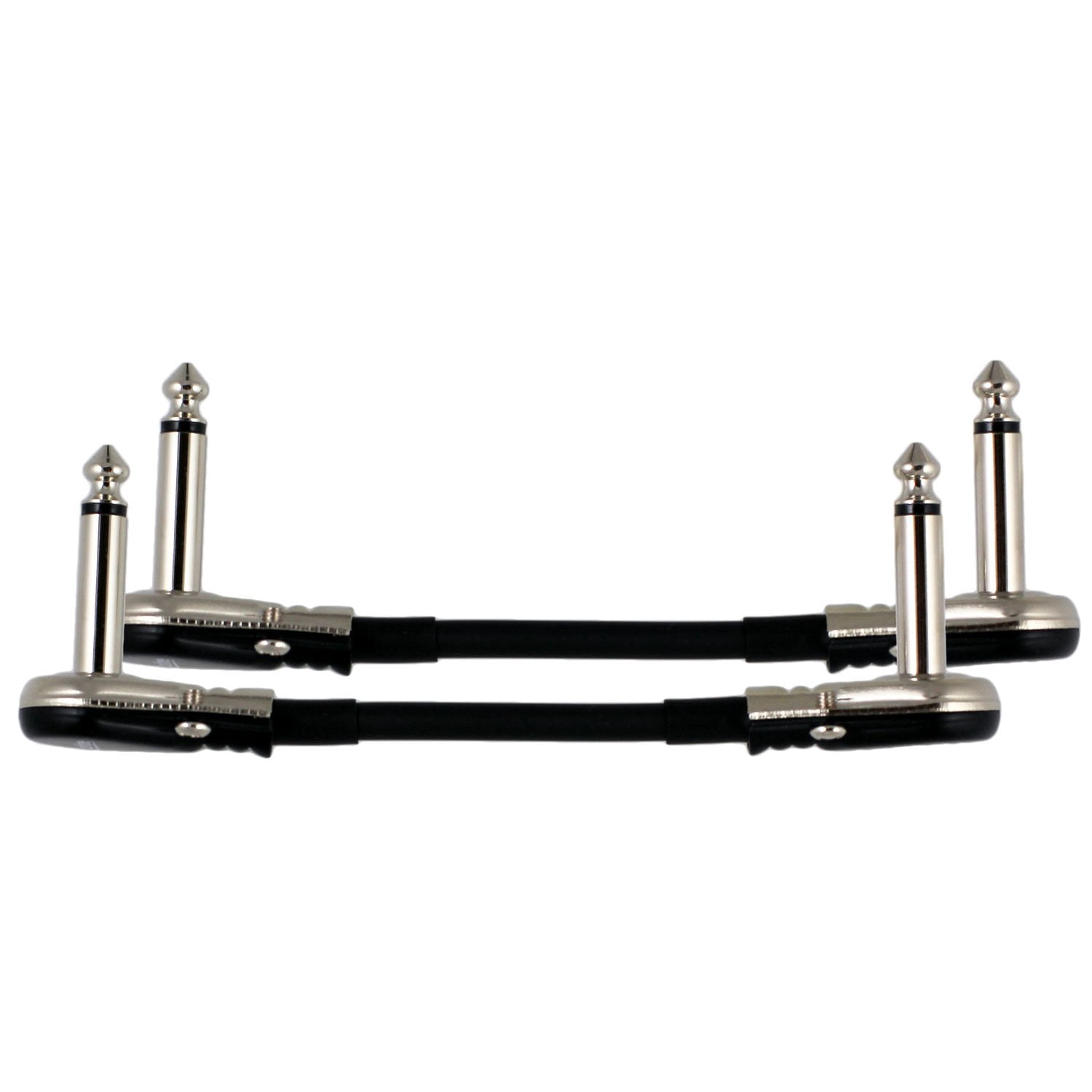 2-Pack 4" Castline Silver Mogami 2319 Guitar Pedal Board Patch Cable TS Low Profile Pancake Connector