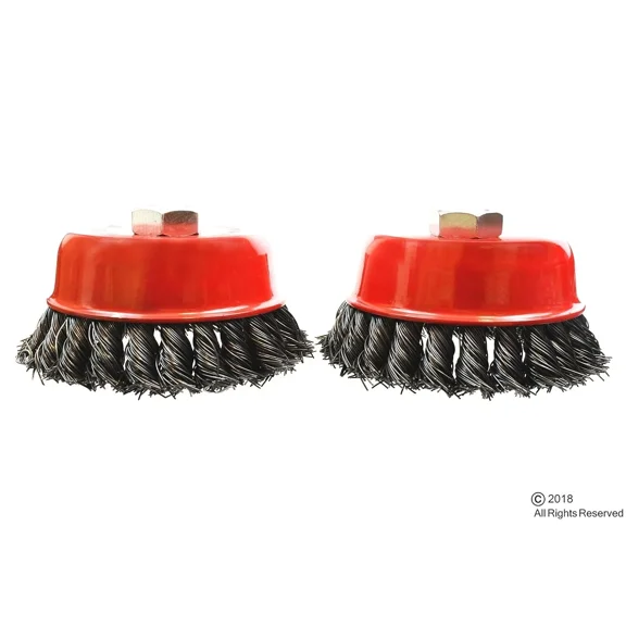 2 Pack 4" Cup Knotted Wire Wheel Angle Grinder Brush 5/8 Inch-11 Threaded Arbor