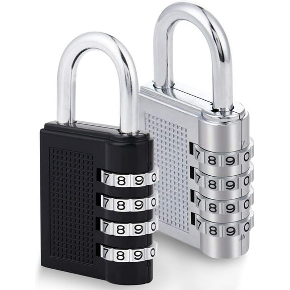 2 Pack 4 Digit Code Combination Small Lock Outdoor Indoor Waterproof Padlock Password Locks School Gym Sports Locker Hasp Storage Fence Gate Cooler Toolbox Stainless Steel Resettable Cut Proof