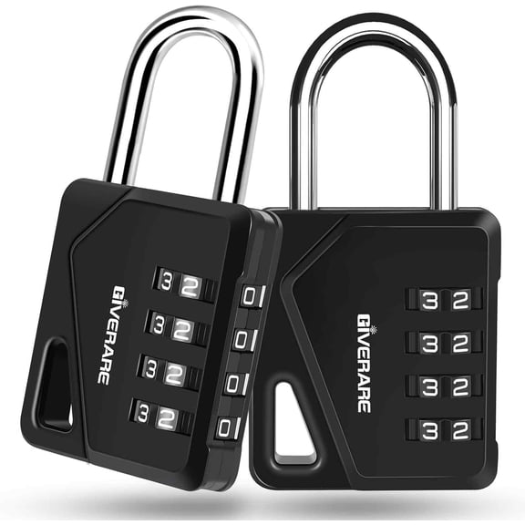 2 Pack 4-Digit Combination Lock, Heavy Duty Metal Padlock, Outdoor Alloy Locks with Hardened Steel Shackle, High Security Weatherproof Large Padlocks for Gym, School, Locker, Fence, Gate, Hasp-Black